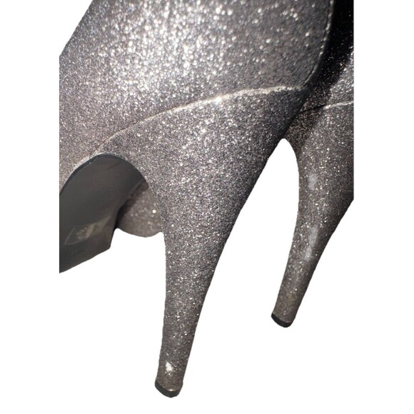 a.n.a Silver Sparkle Glitter Peep Toe Platform Stiletto Heels 7 1/2 - Picture 5 of 9